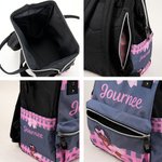 Gepersonaliseerde Roze Strik Grote Capaciteit Canvas Luiertas met Naam Baby Shower Eerste Moederdag Cadeau voor Zwarte Moeder