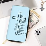 Personalized Bible Cross Portable PU Leather Wallet with Name Birthday Anniversary Christening Christmas Gift for Women Christian