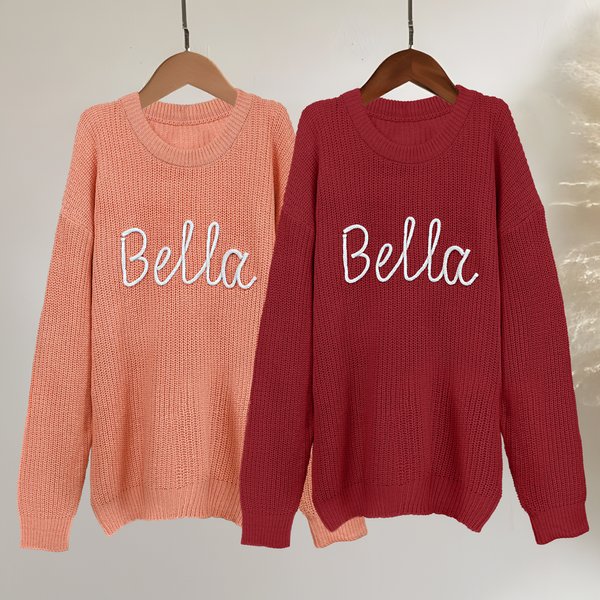 Personalised Soft Knitted Sweater with Name Christmas New Year Gift for Family Friends