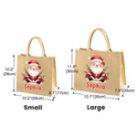 Personalized Cute Santa Character Large Red Jute Tote Bag with Name Daily Use Christmas Party Gift for Family Friends
