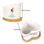 Personalized Birth Flower Heart-Shaped Name Ceramic Plant Pot with Date and Drainage Bamboo Base Home Decor Birthday Gift for Gardening Lovers