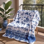 Toile De Jouy personalizada Cebra Jirafa Animales salvajes Suave manta con nombre Decoración para el hogar Cumpleaños Regalo de Navidad para la familia Kid