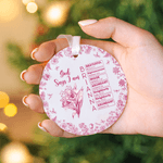 Personalized Toile De Jouy Birth Flower Bible Chapter Ornament with Name Tree Decor Baptism Birthday Christmas Gift for Christians