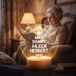 Personalised 2-10 Christmas Tree Names Design LED Night Light with Wooden Base Christmas Gift for Family Grandparents