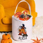 Bolsa reutilizable personalizada de calabaza con asa e inicial para dulces y fiesta de truco o trato regalo de Halloween para niños