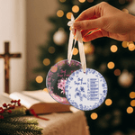 Personalized Toile De Jouy Birth Flower Bible Chapter Ornament with Name Tree Decor Baptism Birthday Christmas Gift for Christians