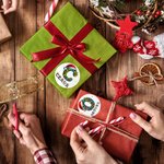 Personalized Santa Hat Color Lights Waterproof Sticker with Initial Name Gift Decoration Christmas Party Gift for Family Kids