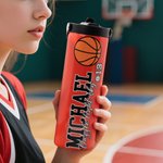 Bouteille d'eau isotherme personnalisée avec paille pliante et poignée Cadeau d'anniversaire et de compétition pour les amoureux du ballon.