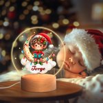 Luz nocturna LED personalizada con nombre y base de madera decoración para habitación regalo de Navidad para bebés y niños