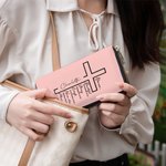 Personalized Bible Cross Portable PU Leather Wallet with Name Birthday Anniversary Christening Christmas Gift for Women Christian