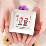 Personalizzato personaggio dei cartoni animati nascita fiore design quadrato ceramica Trinket gioielli piatto con nome Natale amicizia regalo per le donne