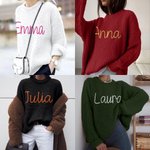 Personalized Soft Knitted Sweater with Name Christmas New Year Gift for Family Friends