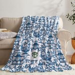 Chinoiserie floral personalizado suave manta con monograma decoración del hogar regalo de cumpleaños para las mujeres