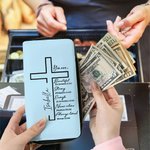 Personalized Bible Cross Portable PU Leather Wallet with Name Birthday Anniversary Christening Christmas Gift for Women Christian