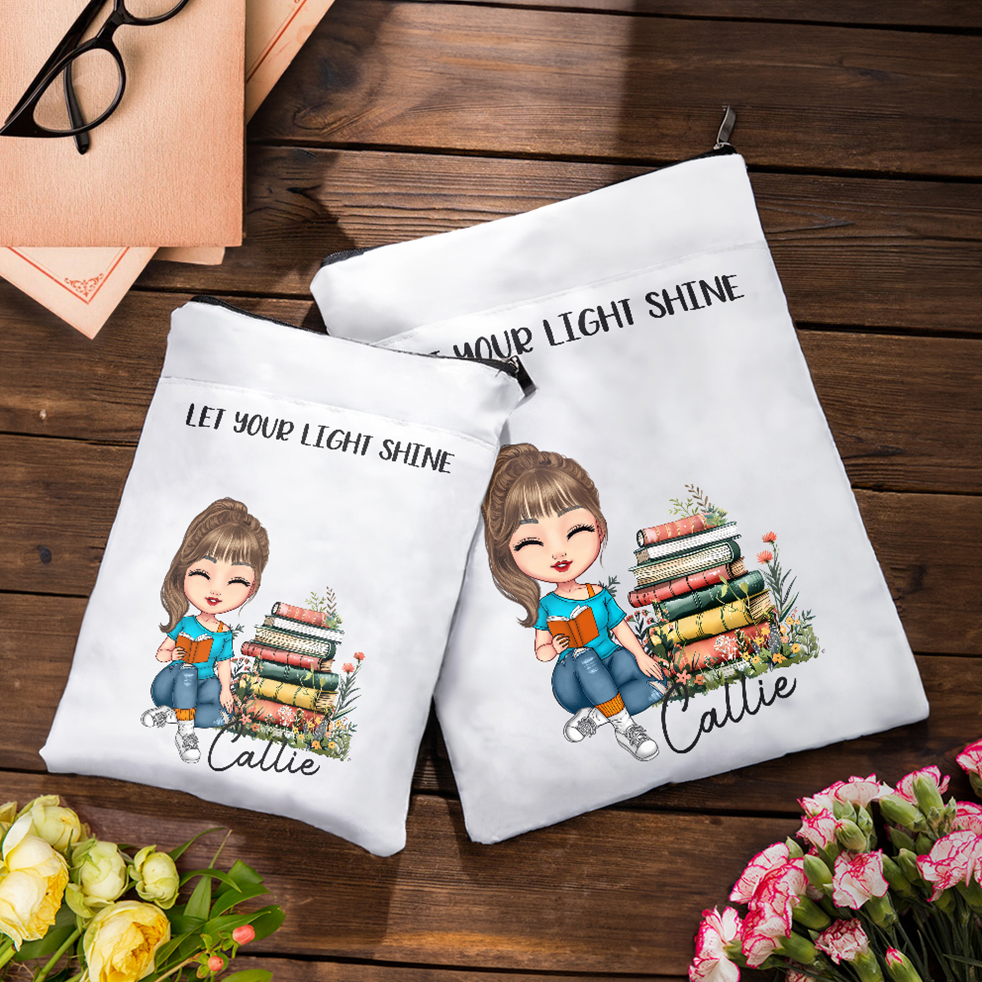 CRASPIRE Housse De Livre à Fleurs De Cerisier Couverture De Livre à Fleurs De 11x8.7 Pouce Poche Avant à Fermeture Éclair Pochette De Livre En Tissu Lavable Protection Pour Lecteurs Accessoires Freind