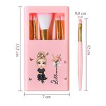 Set de 5 Pinceaux Maquillage Personnalisés de Personnage Fleur de Naissance Nom Boîte de Rangement avec Miroir Cadeau Anniversaire Mariage pour Femme