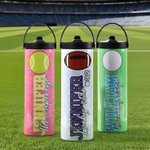 Bouteille d'eau isotherme personnalisée avec paille pliante et poignée Cadeau d'anniversaire et de compétition pour les amoureux du ballon.