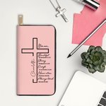 Personalized Bible Cross Portable PU Leather Wallet with Name Birthday Anniversary Christening Christmas Gift for Women Christian