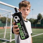 Bouteille d'eau isotherme personnalisée avec paille pliante et poignée Cadeau d'anniversaire et de compétition pour les amoureux du ballon.