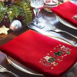 Personalisierte Tisch Serviette aus 100% Baumwolle mit Namen in Weihnachtlicher Kunstschrift Küche Deko Weihnachtsgeschenk für Familie Freunde