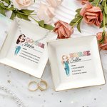 Personalizado Retro Cartoon Medical Character Cerámica Trinket Joyería Plato con Nombre y Sustantivos Día Médico Cumpleaños Apreciación Regalo para Enfermera Doctor