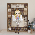 Personalised Bookshelf Cartoon Character Soft Throw Blanket with Name Home Decor Birthday Gift for Book Lovers
