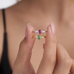 Personalized Marquise Birthstone Ring Dainty Jewelry Birthday Anniversary Gift for Women