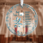 Personalized Toile De Jouy Birth Flower Bible Chapter Ornament with Name Tree Decor Baptism Birthday Christmas Gift for Christians