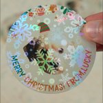 Personalised Santa Hat Face Photo Waterproof Glitter Confetti Stickers with Name Gift Decor Christmas Party Favor for Family Friends