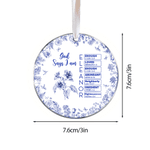 Personalized Toile De Jouy Birth Flower Bible Chapter Ornament with Name Tree Decor Baptism Birthday Christmas Gift for Christians