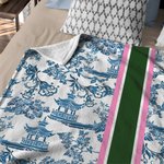 Chinoiserie floral personalizado suave manta con monograma decoración del hogar regalo de cumpleaños para las mujeres