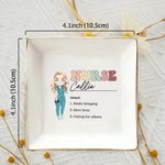 Personalizado Retro Cartoon Medical Character Cerámica Trinket Joyería Plato con Nombre y Sustantivos Día Médico Cumpleaños Apreciación Regalo para Enfermera Doctor