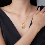 Personalized Heart Birthstone Family Necklace with 1-6 Initial Christmas Valentine's Day Gift for Grandma Mom Woman