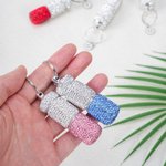 Personalised Glitter Rhinestone Capsule Portable Double Layer Pill Storage Keychain with Initial Travel Use Birthday Gift for Women Medication Users