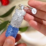 Personalised Glitter Rhinestone Capsule Portable Double Layer Pill Storage Keychain with Initial Travel Use Birthday Gift for Women Medication Users