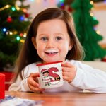 Personalized Cartoon Christmas Elf Initial 12 oz Colored Rim Enamel Mug with Name Christmas Gift for Kids