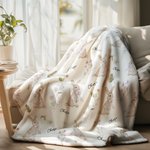 Personalized Wildflower Rabbit Soft Throw Blanket with Name Home Decor Anniversary Birthday Gift for Family Baby