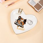 Henkilökohtainen College Logo Design Heart Shape Keraaminen Trinket Korut Dish Home Decor Valmistumislahja valmistuneille Naiset