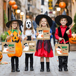 Personlig Boo Tecknad pojke flicka spöke Stor bärbar jute Tote Bag med namn Halloween Festival Present till barn