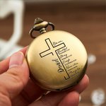 Personalized Bible Christian Cross Pocket Watch with Engraved Name Birthday Graduation Christening Gift for Christen Father Son