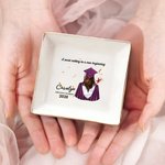 Gepersonaliseerde Graduate Achteraanzicht Afstudeerlint Sieraden Schotel met Naam en Jaar Afstuderen Verjaardagscadeau voor Afgestudeerden Klasgenoten