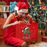 Chapeau de Père Noël coloré réutilisable Sac cadeau en jute rouge avec initiale et nom Cadeau de fête de Noël pour la famille et les enfants