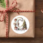 Personalized Christmas Tree Elk Initial Waterproof Stickers Labels with Name Gift Decor Christmas Party Favors for Kids Family
