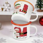 Personalized Cartoon Christmas Elf Initial 12 oz Colored Rim Enamel Mug with Name Christmas Gift for Kids
