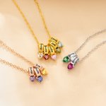 Personalisierte Familie Herz Birthstone Halskette mit 1- 5 Namen Zierlich Schmuck Jahrestag Muttertag Geburtstag Geschenk für Mama Oma