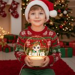 Personalized Christmas Costume Cartoon Kid Acrylic LED Night Light with Name and Wooden Base Home Decor Christmas Gift for Boys Girls