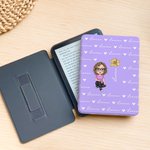Personalised Birth Flower Cartoon Character Hearts Kindle Case with Name Christmas Birthday Gift for Book Lovers Bookworms
