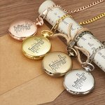 Personalized Bible Christian Cross Pocket Watch with Engraved Name Birthday Graduation Christening Gift for Christen Father Son