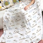 Gepersonaliseerde Vliegtuig Hete Luchtballon Wolk Zacht Deken met Naam Verjaardag Baby Shower Kerstcadeau voor Baby's Kinderen