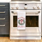 Personalized Bow Garland Christmas Tree Mahjong Waffle Tea Towel with Text Holiday Christmas Gift for Family Friend